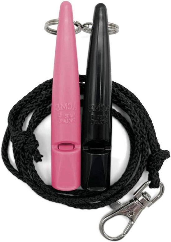 Flauto per cani nr. 2115 con guaina in doppia confezione - 2 flauti inclusi 2 guaine - ideale per il richiamo lontano e rumoroso (Nero + Melone)