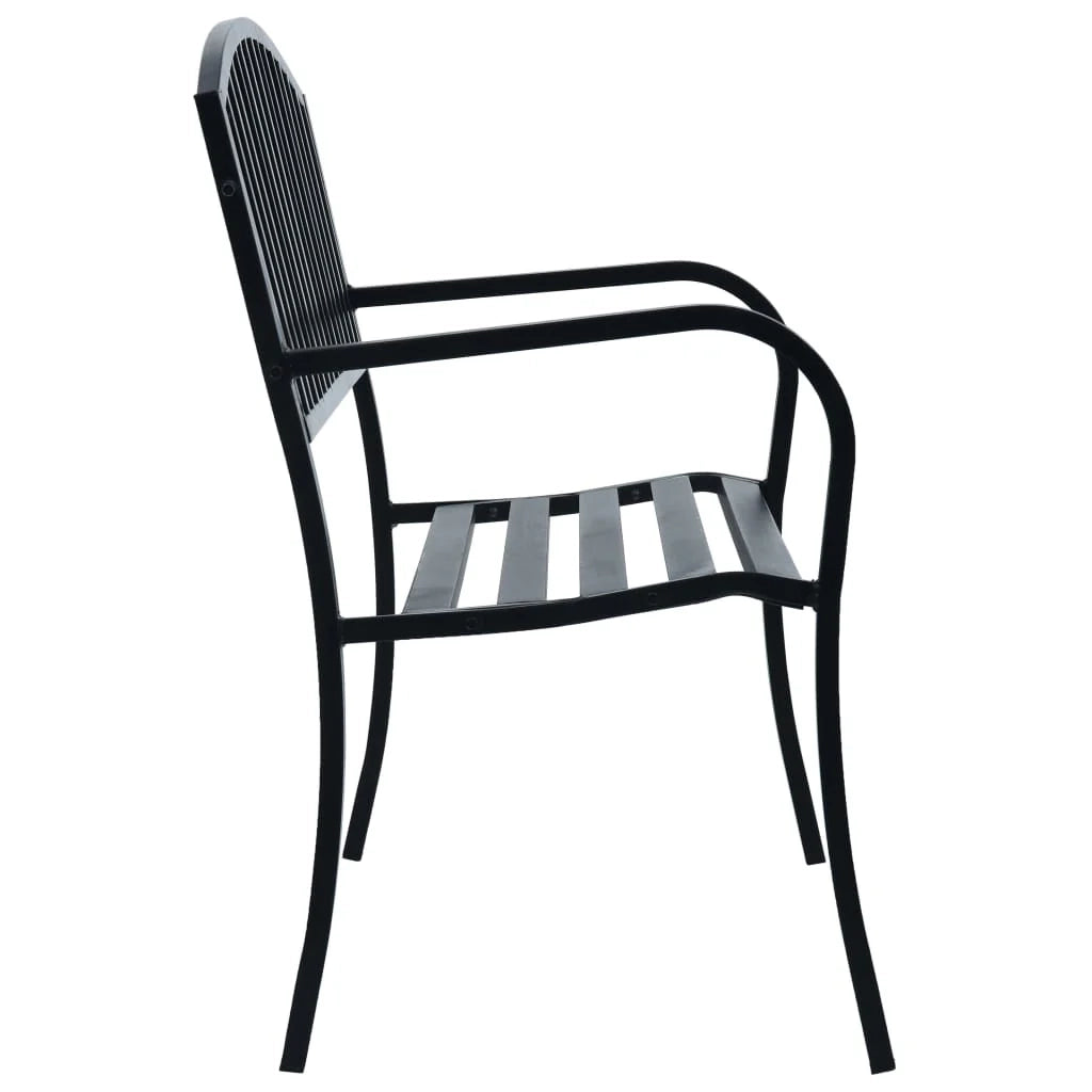 Panca da giardino mobili da esterno terrazza 125 cm acciaio nero 02_0011234