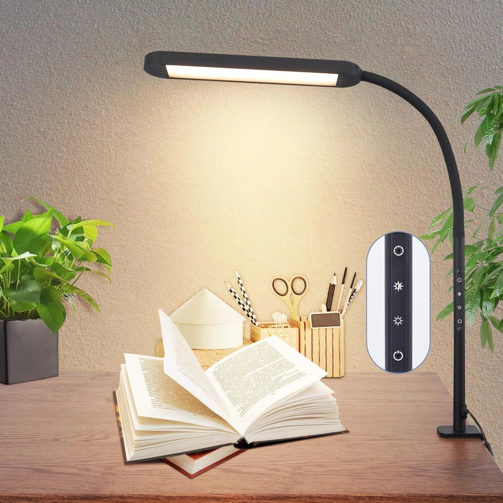 ZMH Lampada da tavolo LED 11W dimmerabile a clip con spina per soggiorno