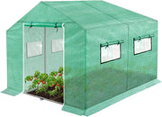 Serra da giardino in pellicola, 3 x 2 x 2 m, con telecomando e porta, per pomodori, per piante da giardino, verde