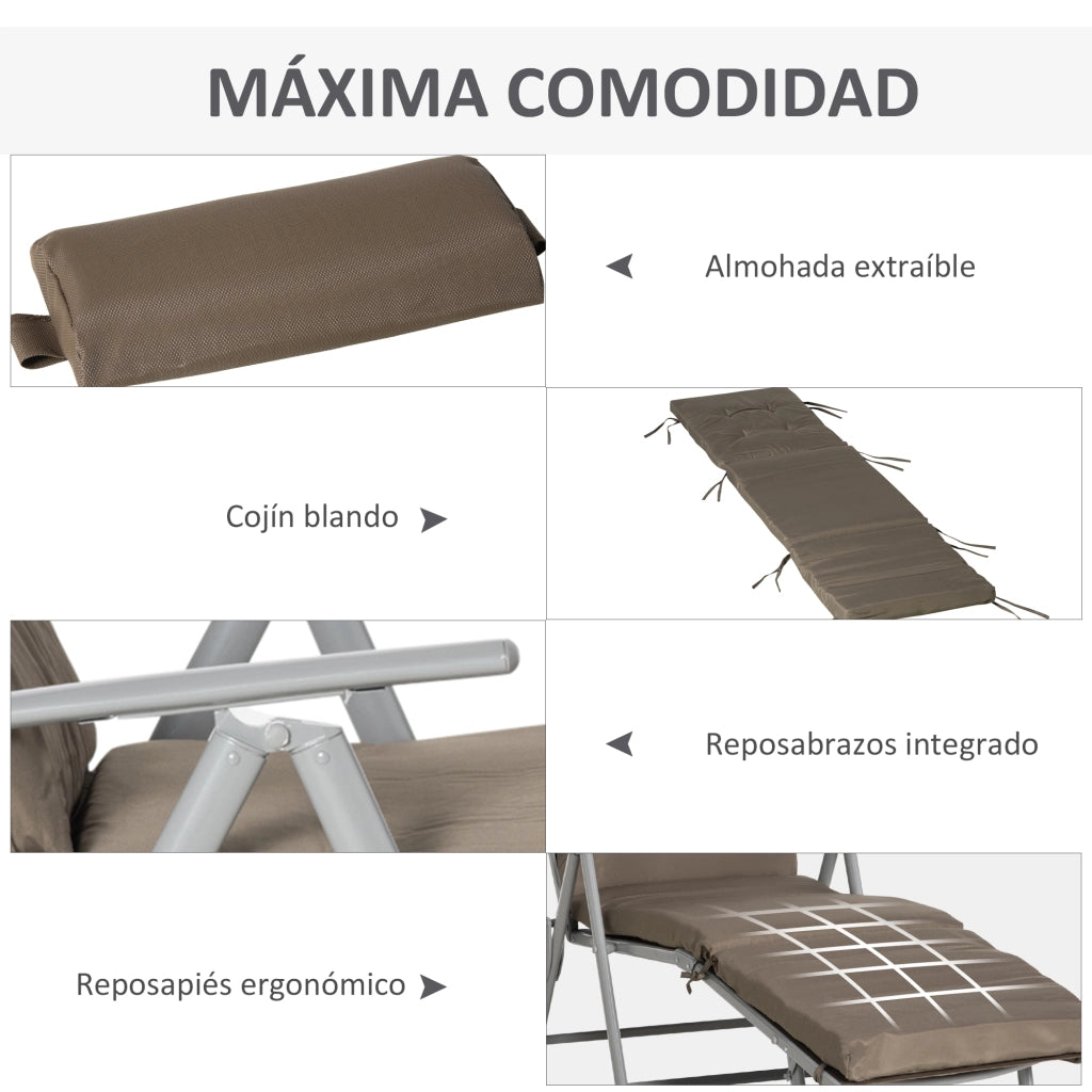 Sedia a dondolo pieghevole da giardino ¨C zephmum ¨C marrone 137x63,5x100,5 cm