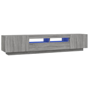 Set di mobili porta TV/credenza in 2 pezzi grigio Sonoma con luci a LED per soggiorno camera da letto e camera da letto (02_0025337)