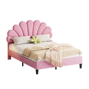 Letto Matrimoniale Imbottito 140 x 200 cm; Testiera Floreale; Struttura Imbottita; senza Materasso; Rosa