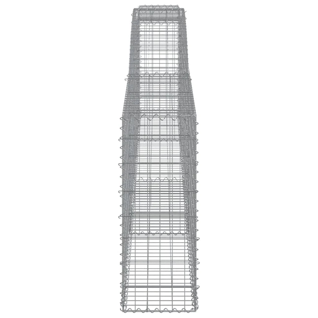 Cestini gabbioni recinzione a gabbia muro di contenimento ad arco 15 pezzi 400 x 30 x 80/100 cm ferro zincato argento 02_0040454