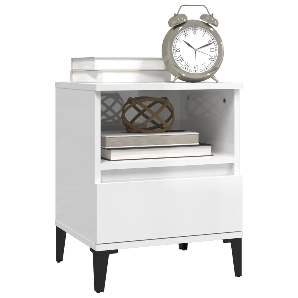 Comodini 2 pz in Bianco Lucido 40x35x50 cm cod mxl 68782