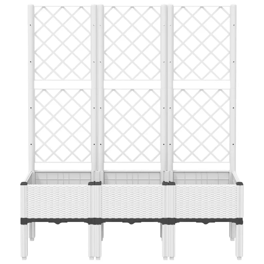 Fioriera | Cassetta per fiori | Vaso da Giardino con Graticcio Bianco 120x40x142 cm PP