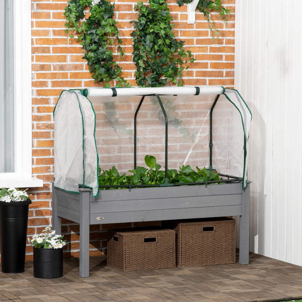 Vaso da Giardino Rialzato con Telo ¨C zephmum ¨C Grigio 104L