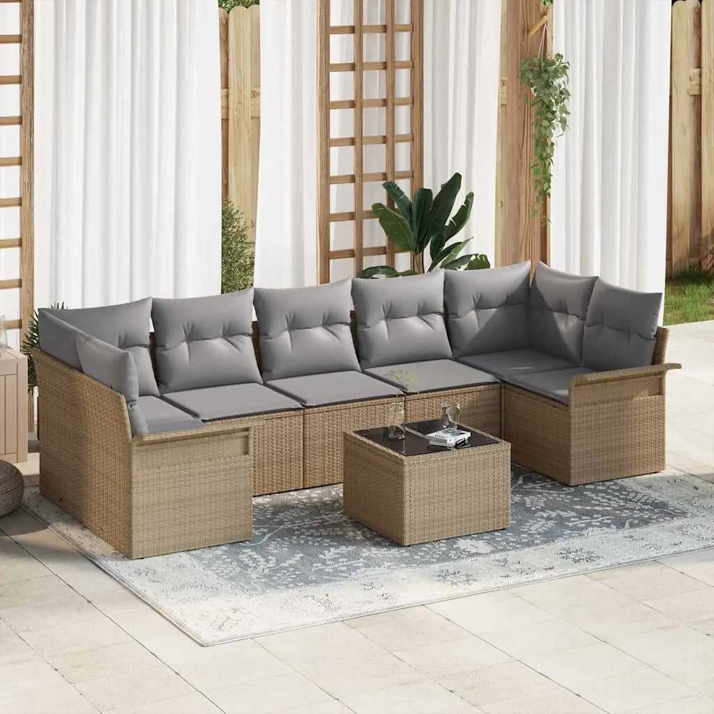 Set Divano da Giardino 8 pcs Beige e grigio polyrattan 3353949