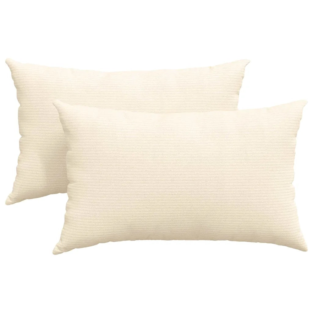 Cuscini da Divano 2 pz | Cuscini per sedie Crema 50 x 30 cm Tessuto in Cords