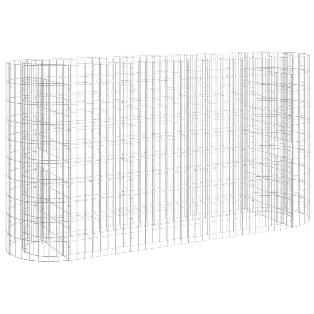 Aiuola rialzata in gabbione di ferro zincato 190 x 50 x 100 cm Argento 02_0039906