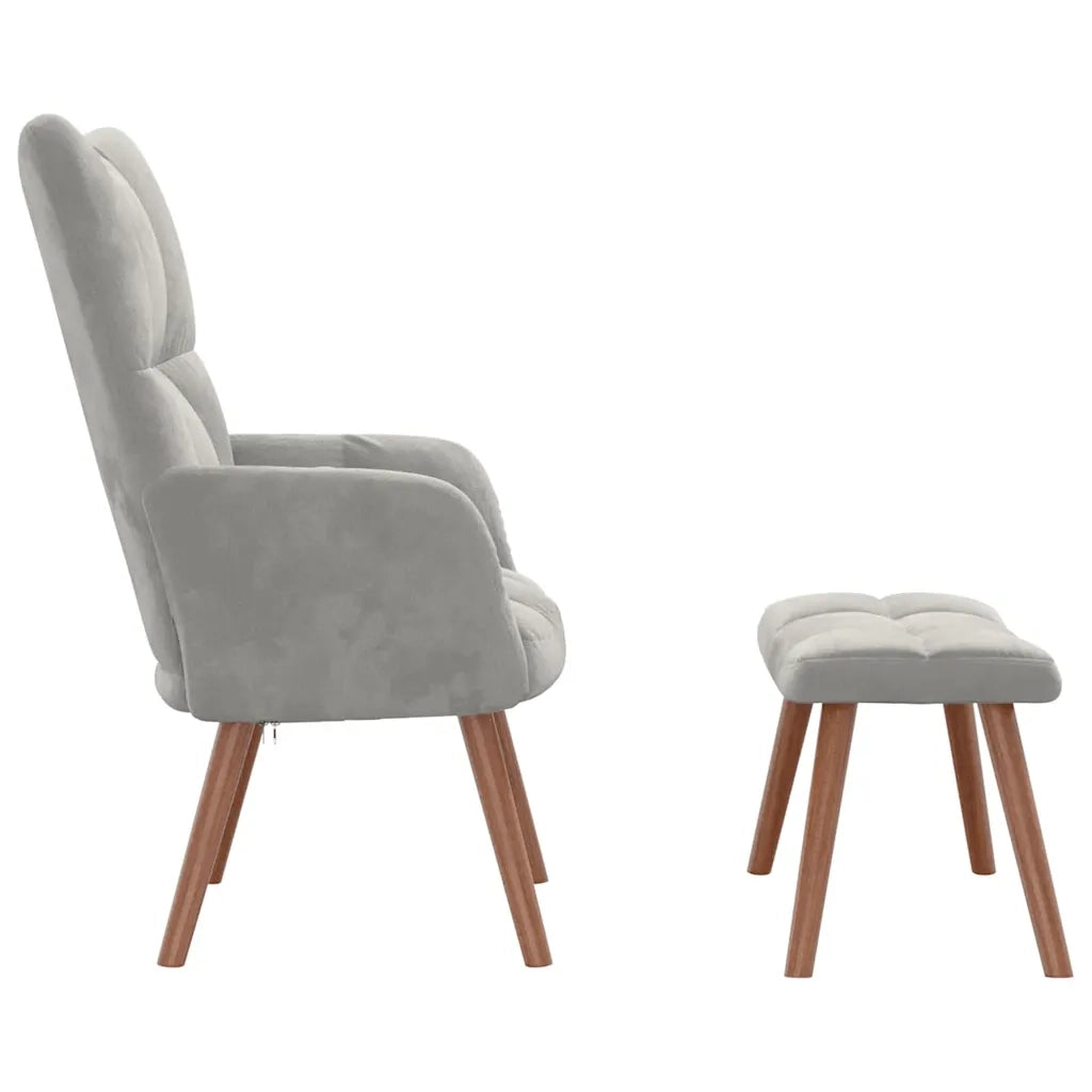 Poltrona Relax con Poggiapiedi Grigio Chiaro in Velluto cod mxl 51897