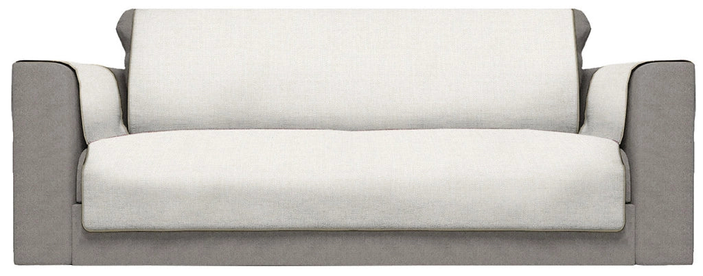 Copridivano con Copri Braccioli Seduta 60 cm in Poliestere Panna