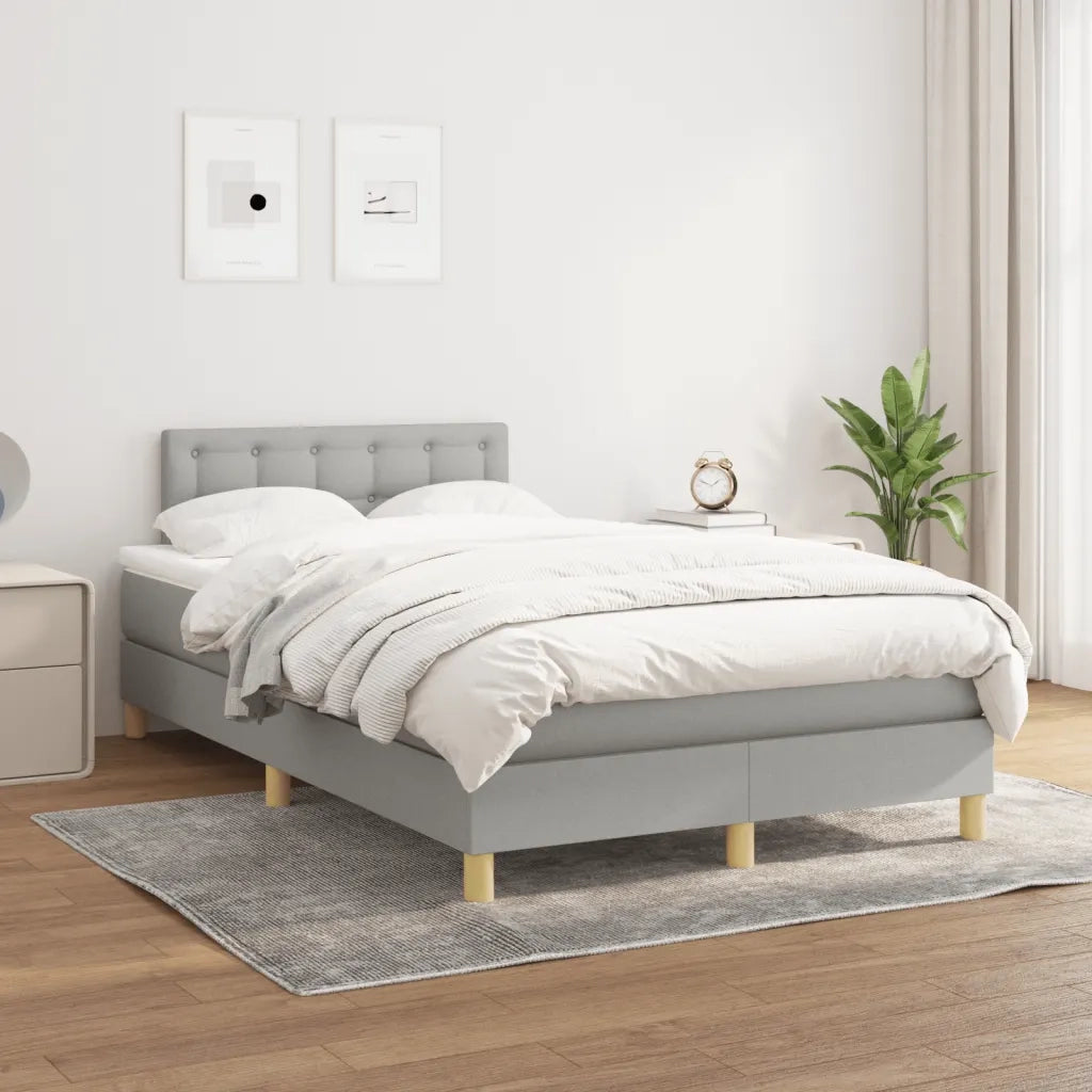 Giroletto a Molle con Materasso Grigio Chiaro 120x190cm Tessuto