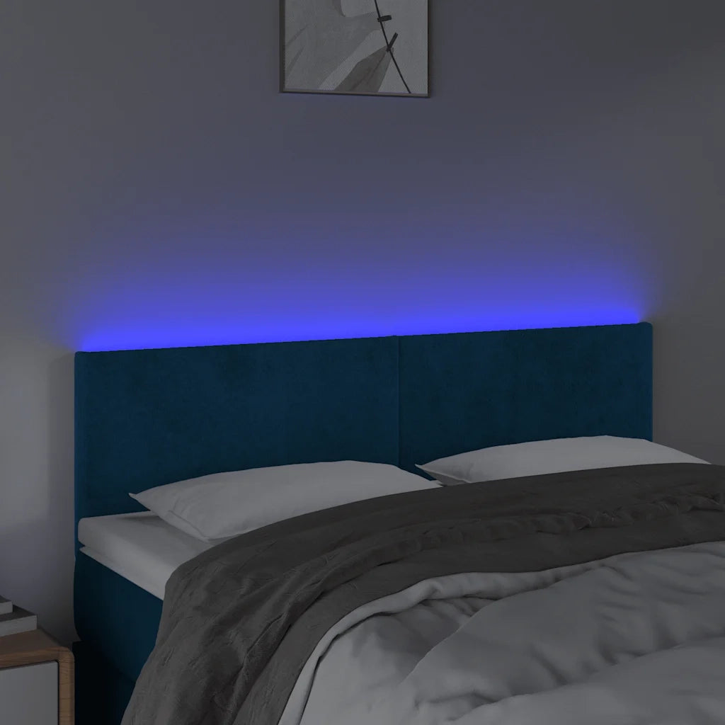 Testiera a LED-Testata con LED Blu Scuro 144x5x78/88 cm in Velluto 901560
