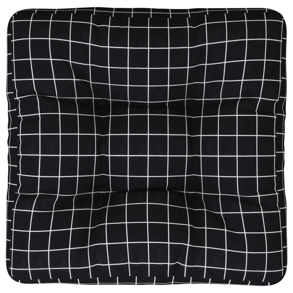 Cuscino per Pallet Motivo a Quadri Nero 60x60x12 cm in Tessutocod mxl 70389