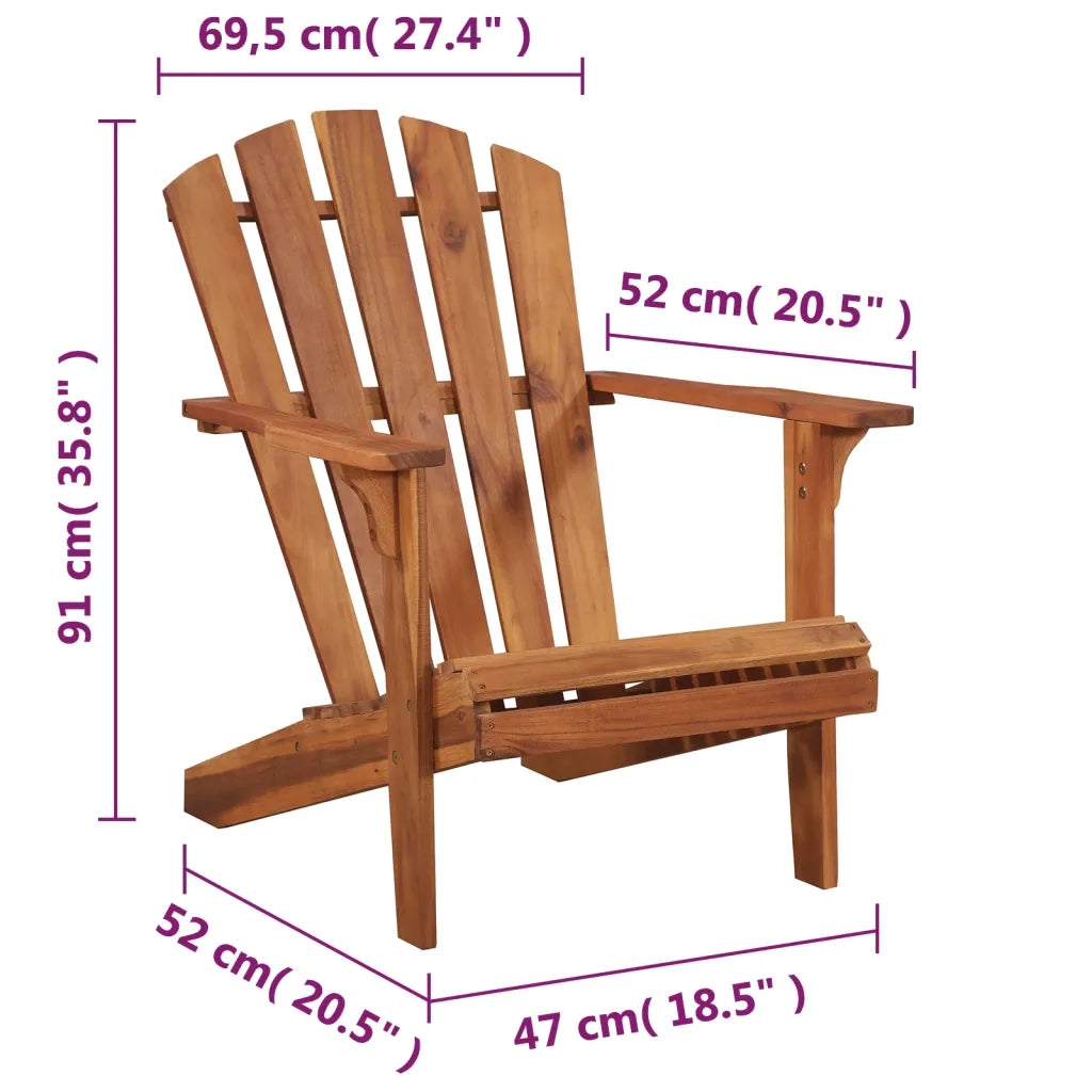 Sedia da Giardino Adirondack in Legno Massello di Acacia 44116