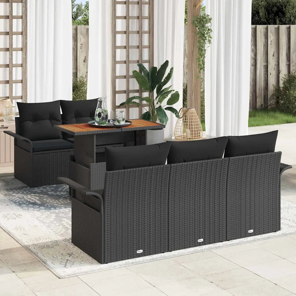 Set Divano da Giardino con archiviazione 6 pcs Nero Poly Rattan 3358011