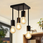 ZMH Lampada da soffitto plafoniera vintage nera E27 retrò metallo senza lampadine