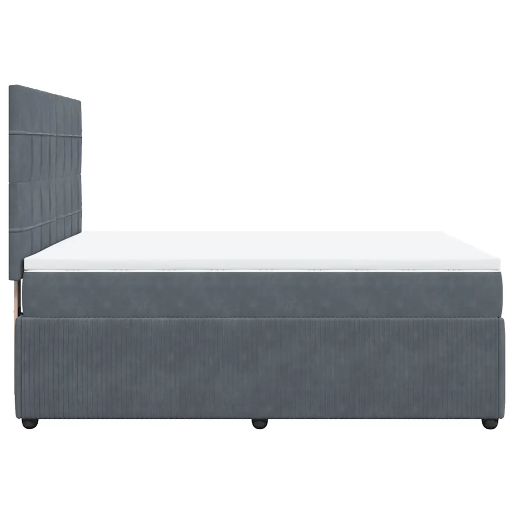 Giroletto a Molle con Materasso Grigio Scuro 140x200 cm Velluto