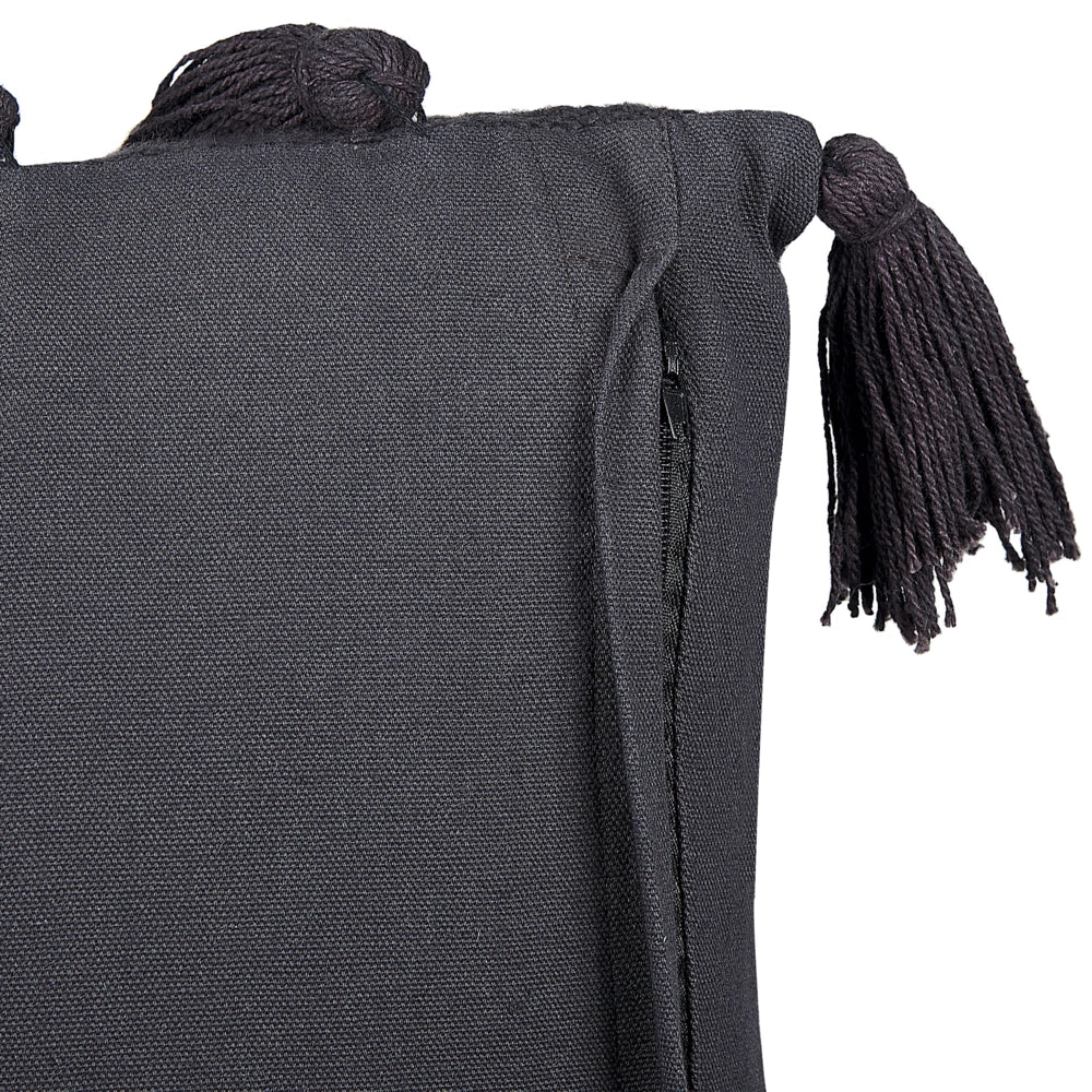 Cuscino decorativo cotone grigio 35 x 55 cm tinta unita con nappe stile boho accessori