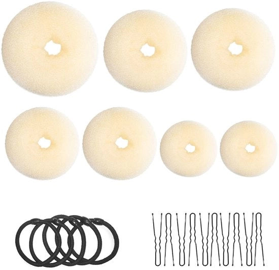 Set di 7 donut per brocca, a forma di anello, dorato, con 10 clip a forma di U e 5 cavi elastici.