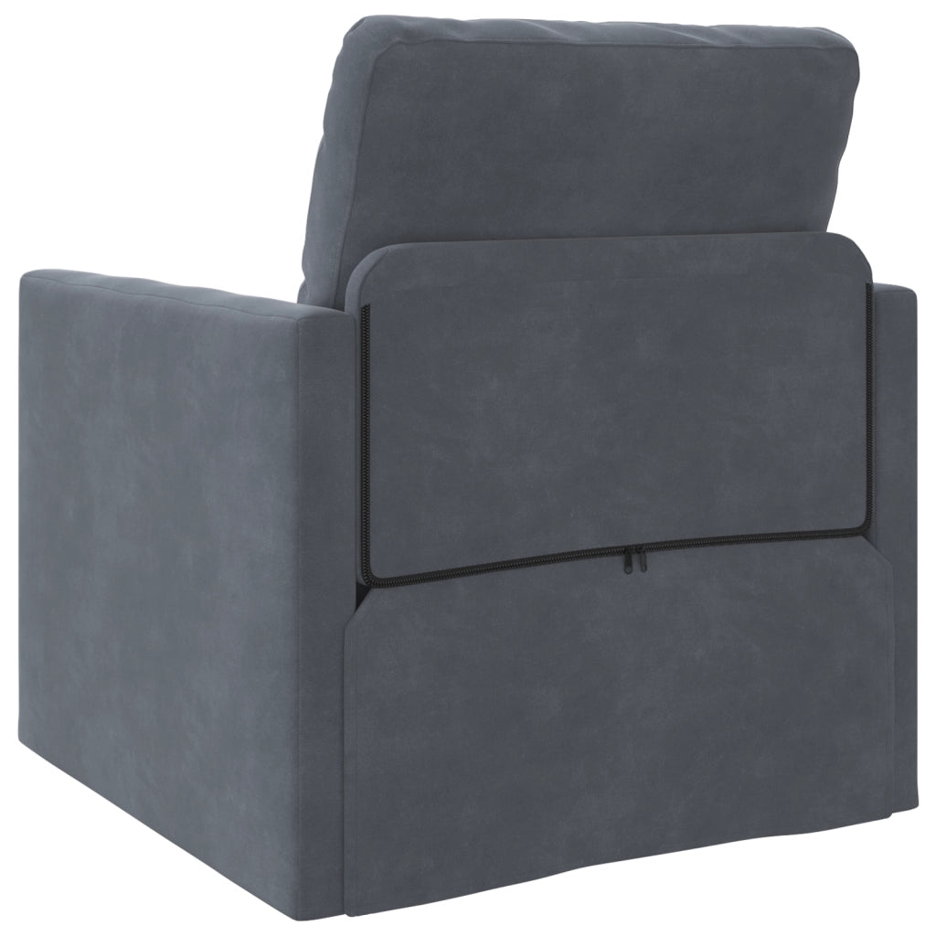 Divano a pavimento  Singolo Convertibile in Velluto 74x77x81 cm Grigio Scuro