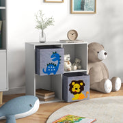 Libreria per bambini con 2 cassetti portaoggetti, scaffale salvaspazio in legno bianco, 61,8 x 29,9 x 61,8 cm