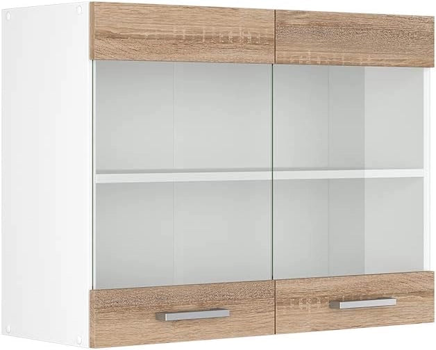 Mobile da cucina in vetro R-Line, Sonoma, 80 cm, per la libera combinazione all'interno di sistemi cucina modulari