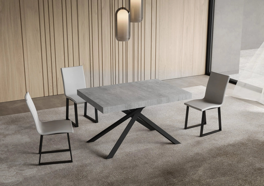 Tavolo allungabile 90x140/400 cm Niketis cemento gambe antracite