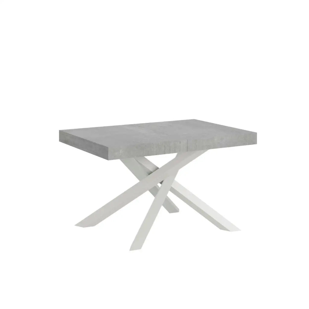 Tavolo allungabile 130/390x90 cm Volantis colore cemento gambe bianche