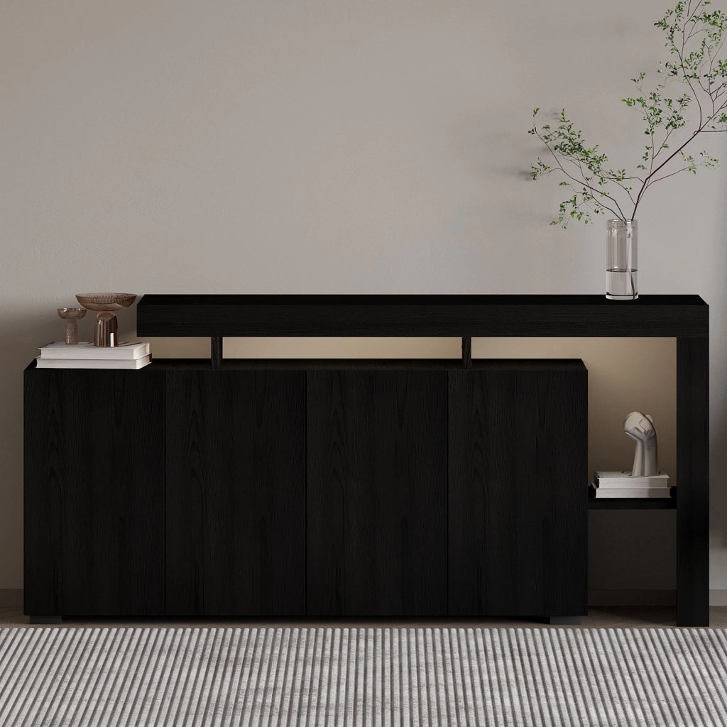 Credenza in legno "Beliz" - 170 x 35 x 80 cm - Legno nero