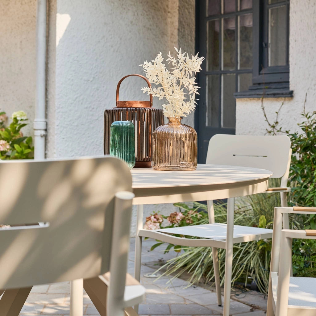 Set 4 sedie da giardino in alluminio e textilene, beige