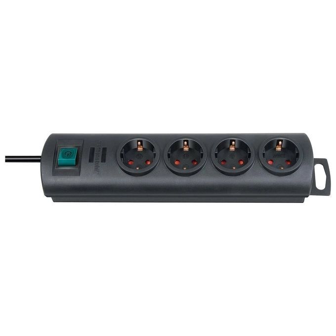Brennenstuhl 1153300124 Primera-Line Ciabatta Elettrica 4 Prese Schuko Interruttore Illuminato Cavo 1,5 m colore Nero