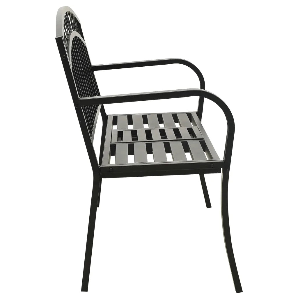 Panca da Giardino con Tavolino Nero 120 cm Acciaio