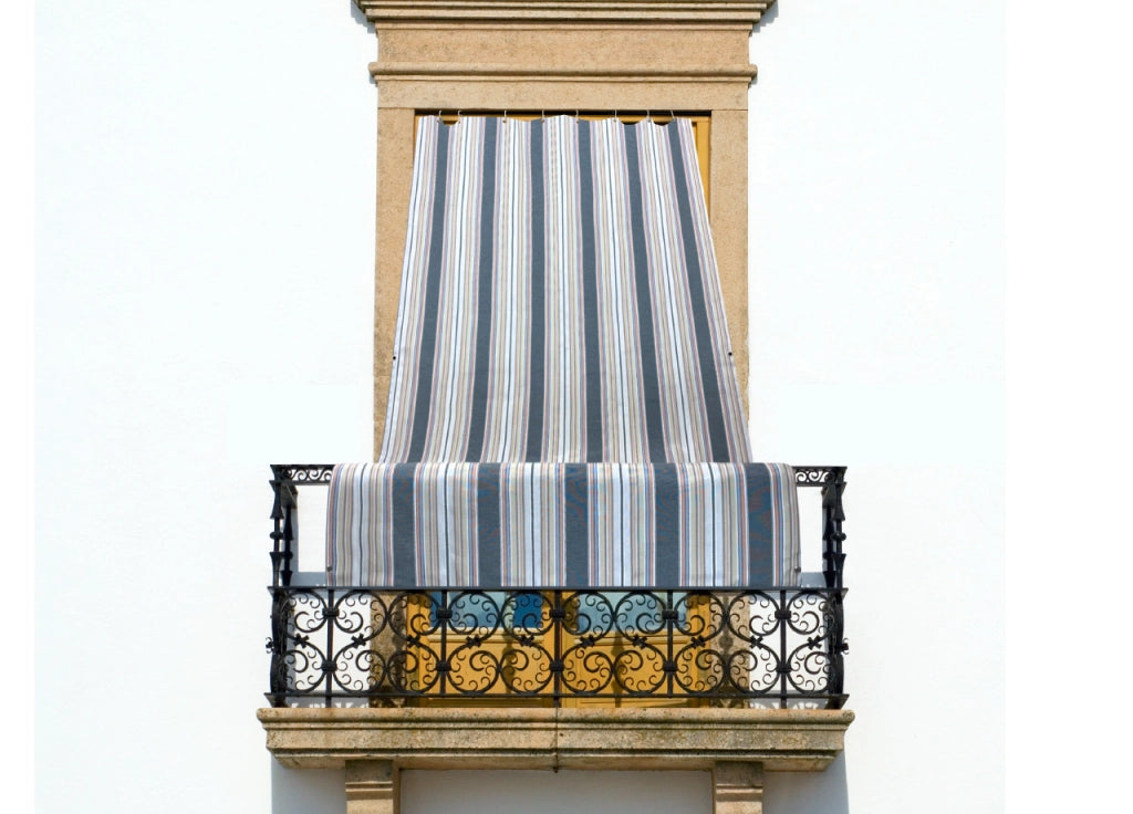 Tenda Da Sole A Caduta UV Per Esterno Balcone Casa Telo Ombra Modello Riga Fine - 145x250 - Grigio