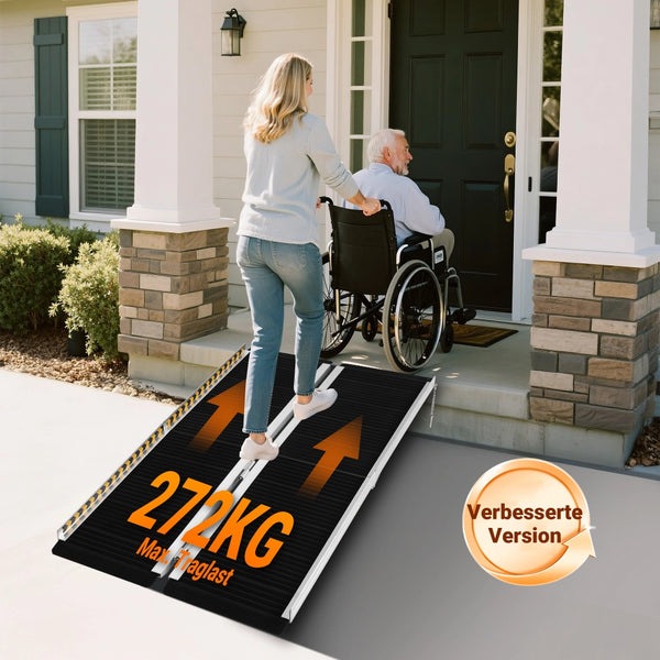 Rampa a valigia per sedia a rotelle, pieghevole mobile antiscivolo, in alluminio 183cm 270kg