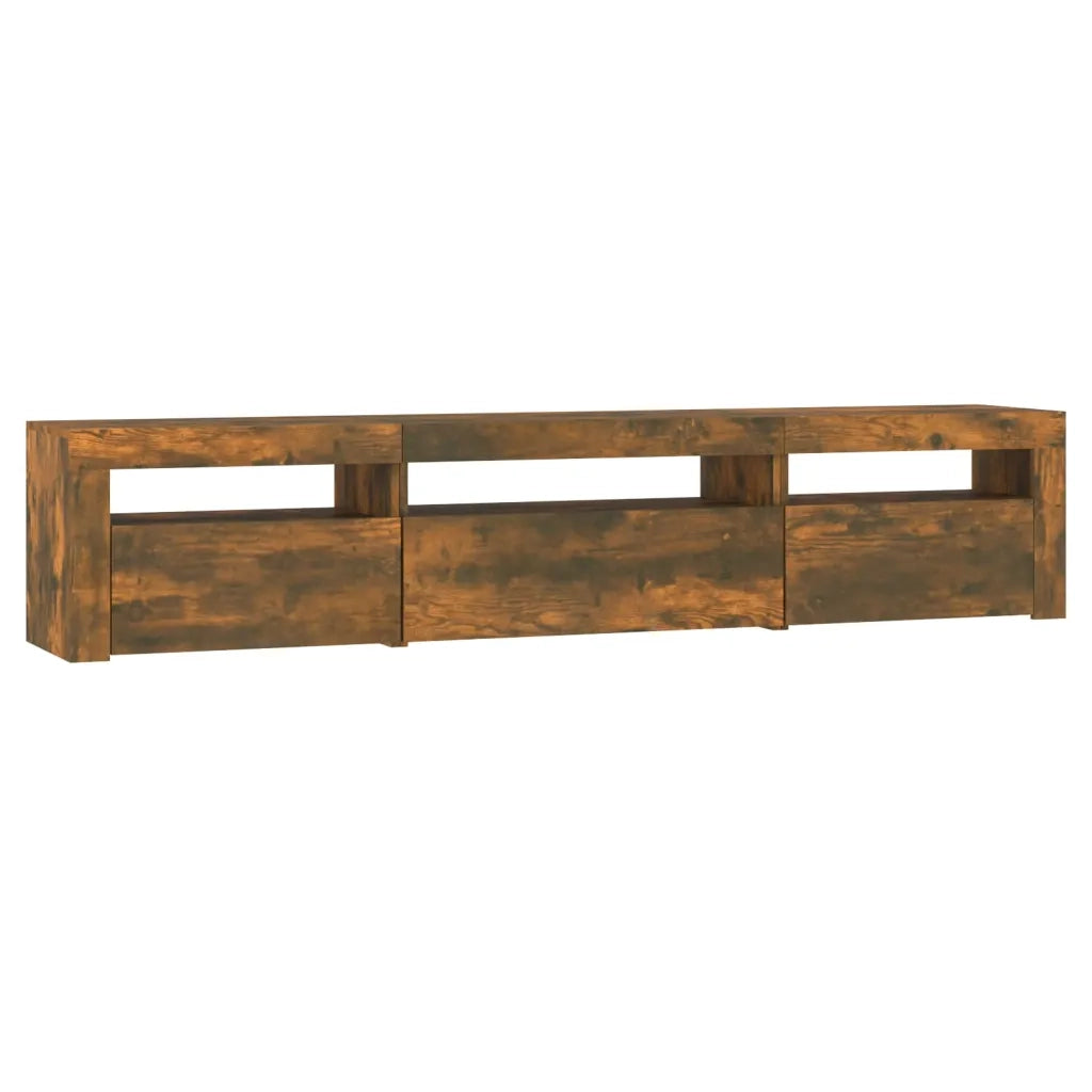 Mobile Porta TV con Luci LED Rovere Fumo 195x35x40 cm 3152743