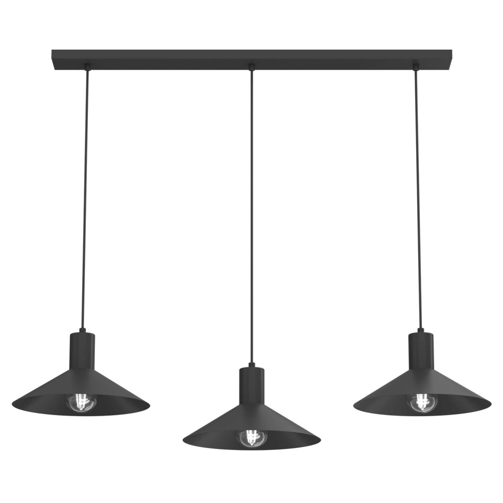 Lampada sospesa Nox 3xE27 nera metallo Luminex