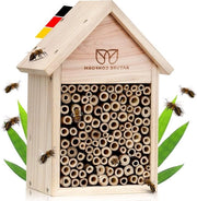 Hotel per insetti in legno naturale con tubi di bambù - finitura pulita per api selvatiche - adatto per giardino e balcone