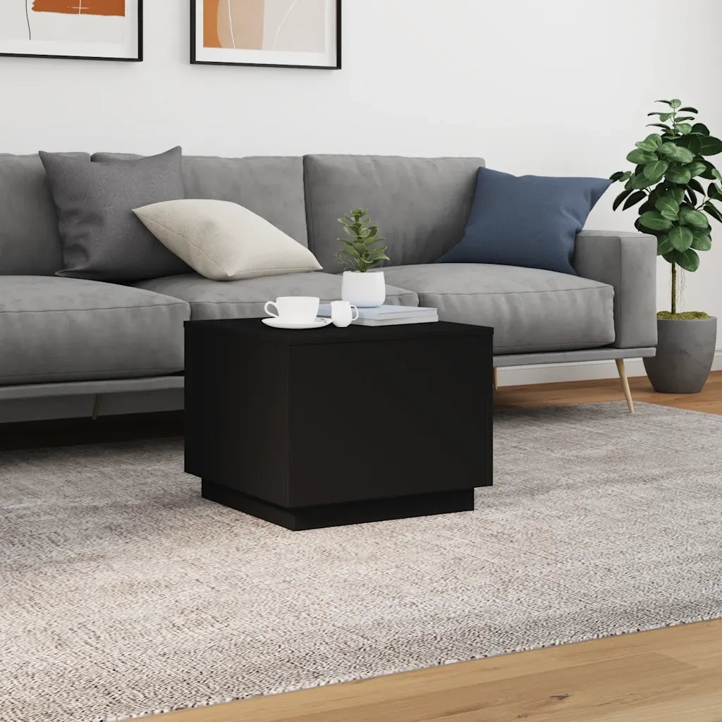 Tavolino da Salotto con Luci LED Nero 50x50x40 cm