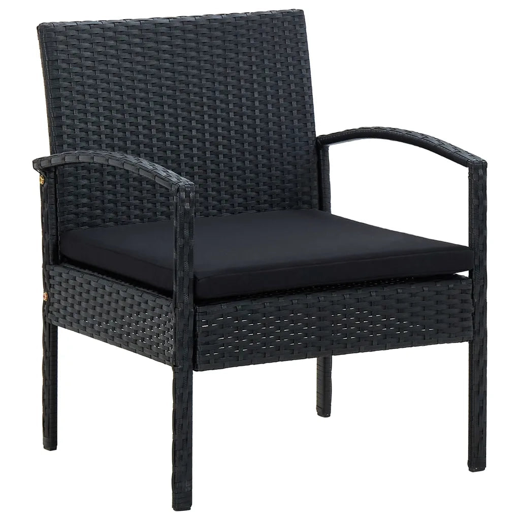 Set Divani da Giardino 4 pz con Cuscini in Polyrattan Nero cod mxl 34849