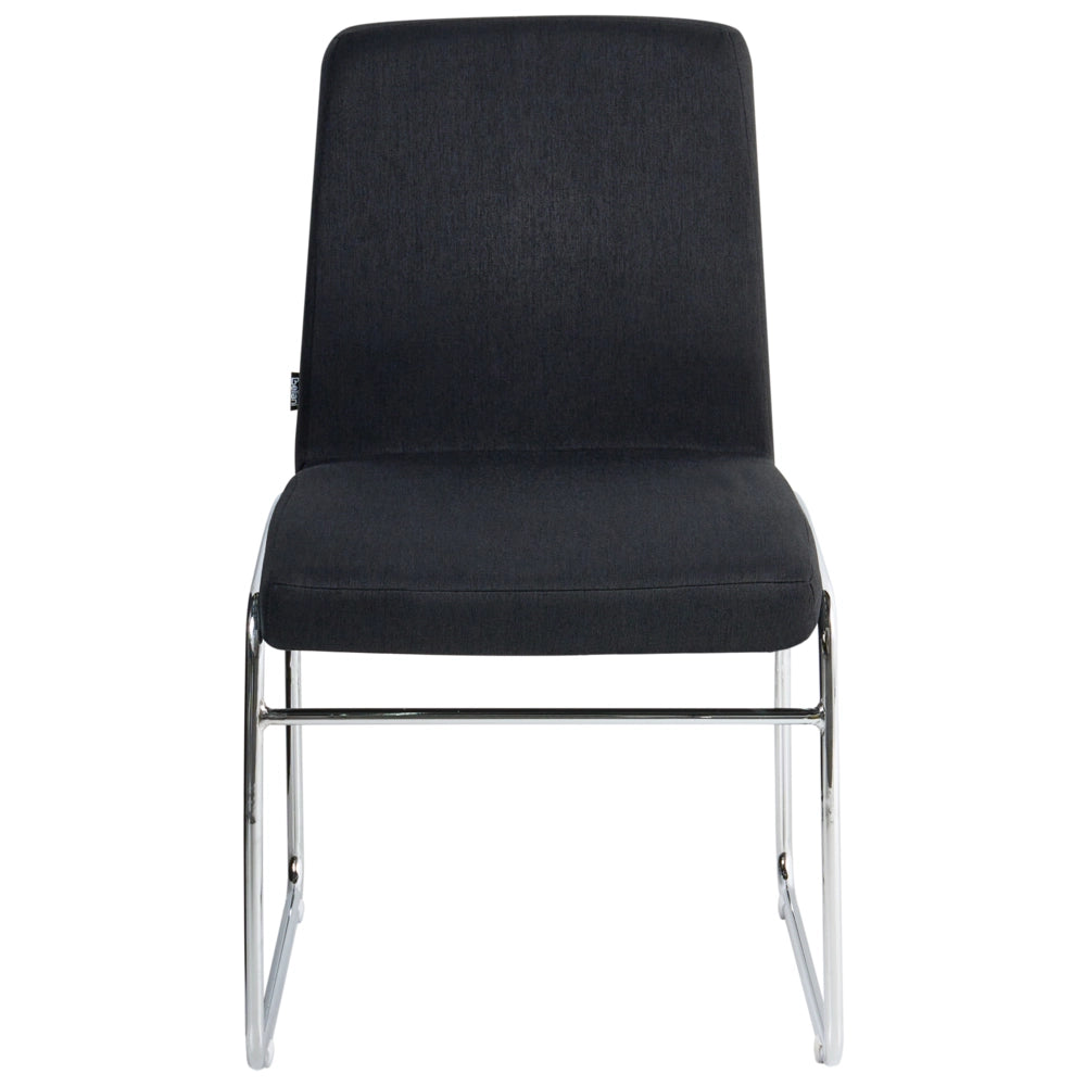 Set di 2 sedie da pranzo imbottite con braccioli, rivestimento nero base in metallo design moderno