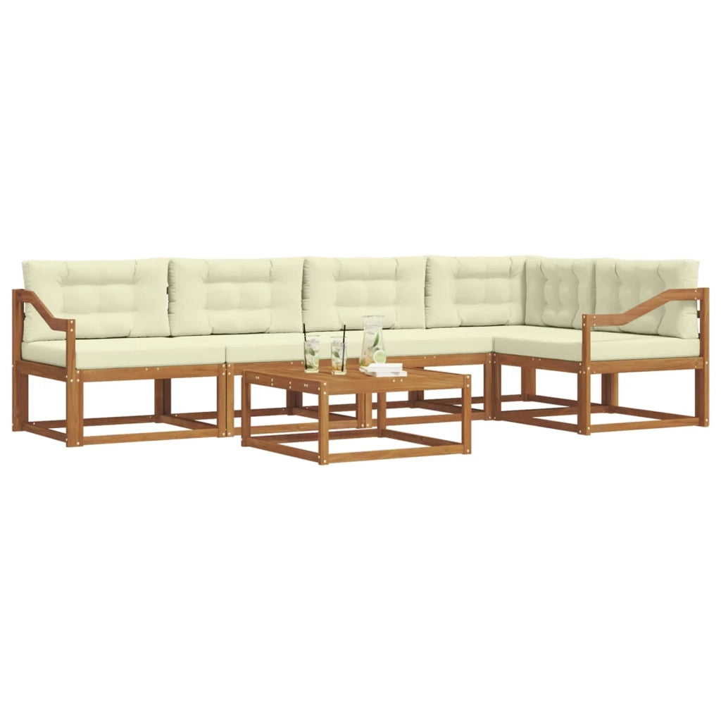 Set di divani da esterno con cuscino 6 pcs Naturale e Crema