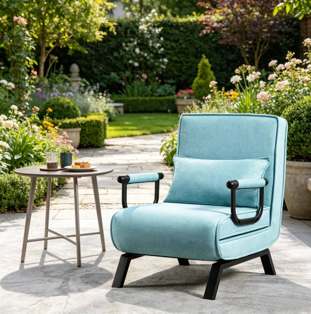 Poltrona letto pieghevole 3 in 1 blu con schienale regolabile