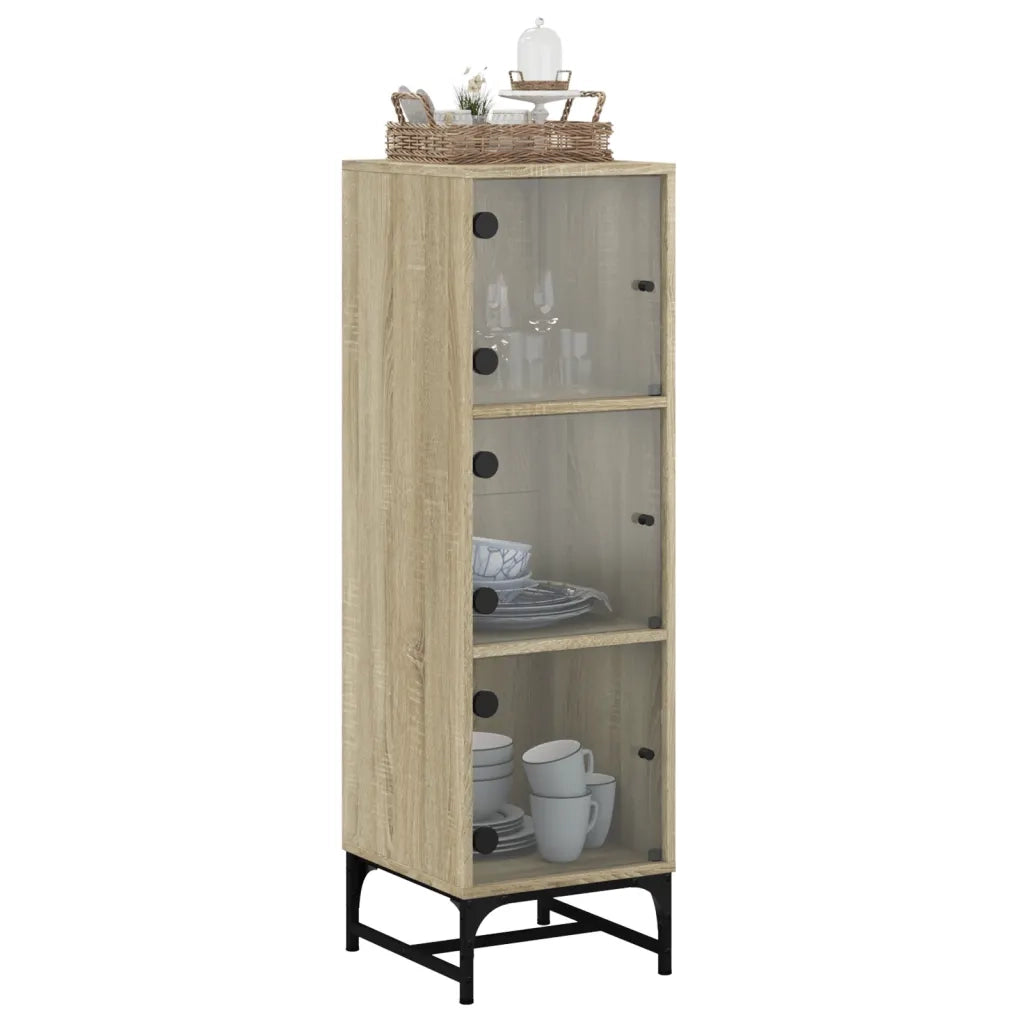 Credenza con Ante in Vetro Rovere Sonoma 35x37x120 cm 836562