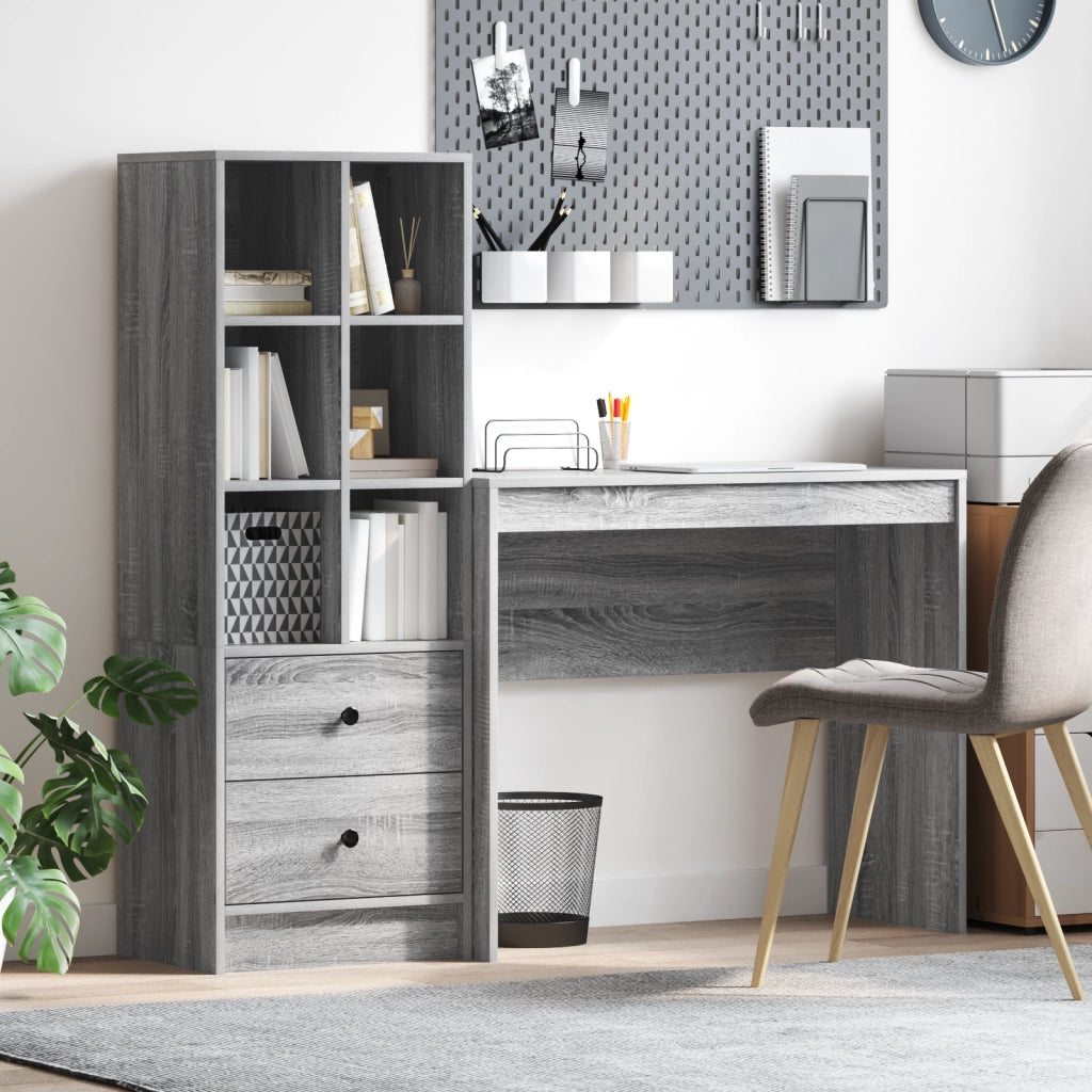 Scrivania con Storage Grigio Sonoma Legno Ingegnerizzato