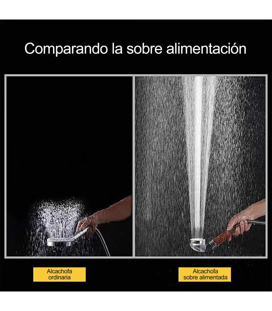 Kit Doccia Soffione Pressurizzato Ioni BL-1001S-ION | Braccio Regolabile Mensola Integrata | Tubo Acciaio Inox