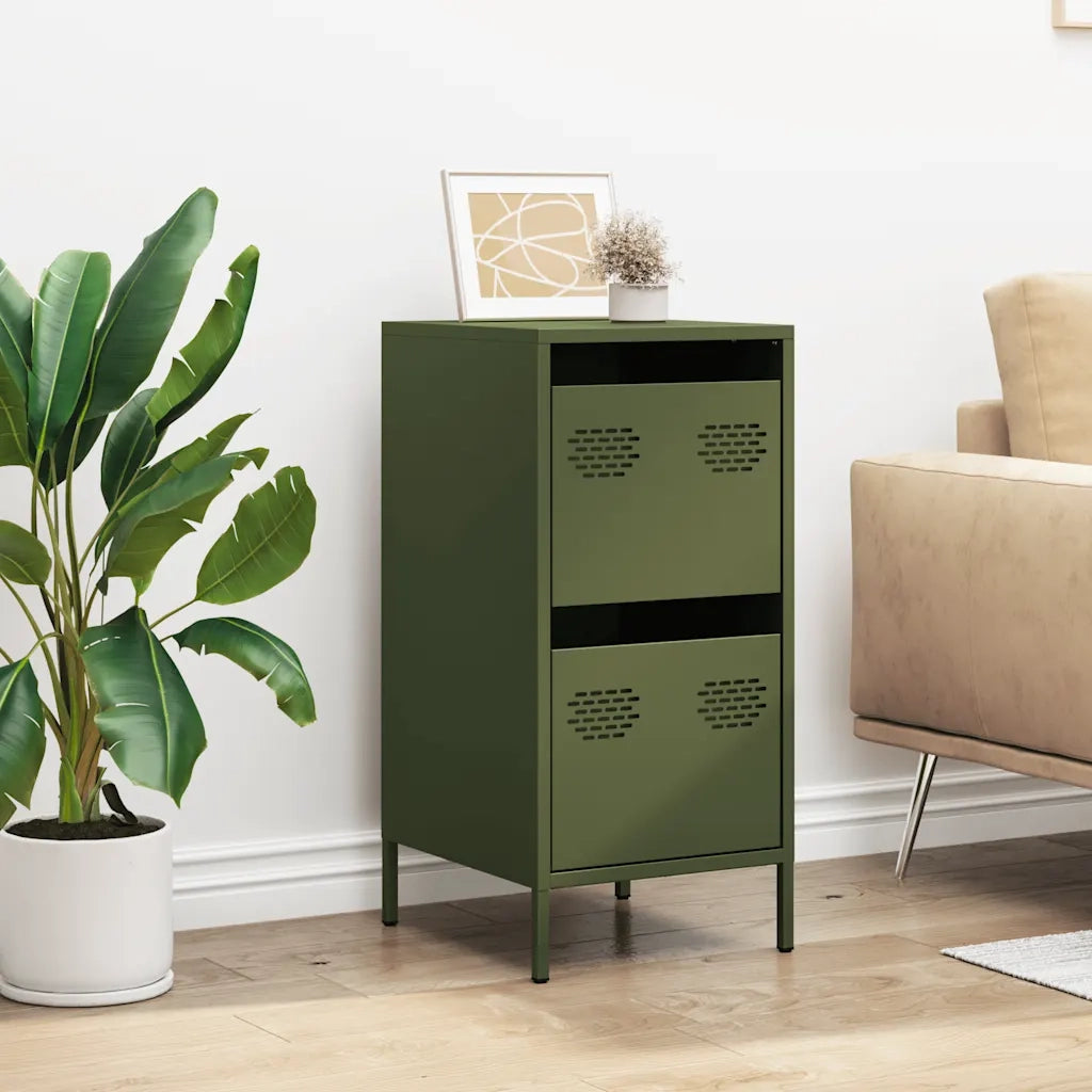 Credenza Verde Oliva 35x39x73,5 cm in Acciaio Laminato a Freddo
