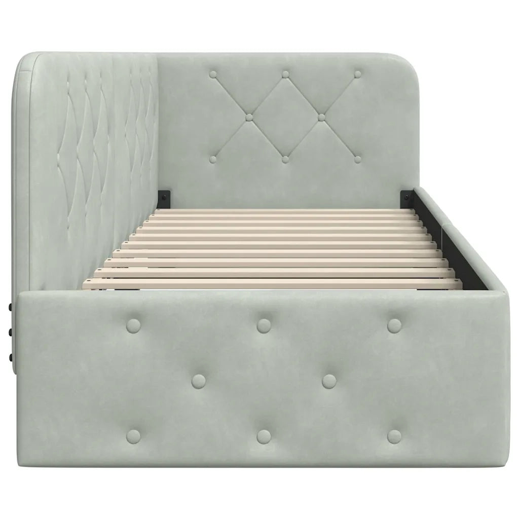Cornice del letto ad angolo Grigio chiaro 80 x 200 cm Velluto