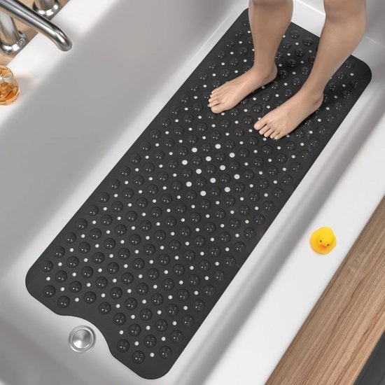 Pavimento antiscivolo, asciugamani estesi, pinze alla base, antiscivolo, lavabile in lavatrice, adatto per vasche da bagno e pavimenti di bagno, 100*40cm, nero.